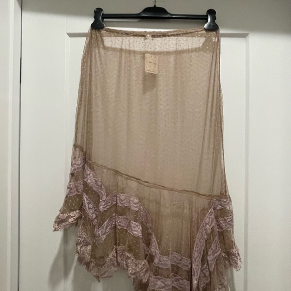 Free People Sheer Mauve Lace Half Slip Skirt - Picture 3 of 3
